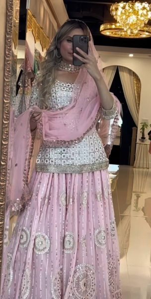 Starlight Georgette Lehenga with Sequin Embroidery &  Net Dupatta Party Ready Style Ready To Wear Collection
