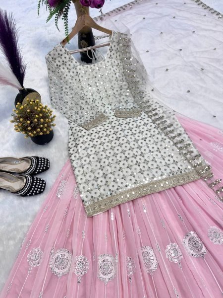 Starlight Georgette Lehenga with Sequin Embroidery &  Net Dupatta Party Ready Style Ready To Wear Collection