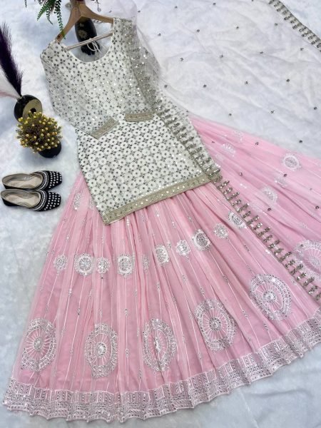 Starlight Georgette Lehenga with Sequin Embroidery &  Net Dupatta Party Ready Style Ready To Wear Collection