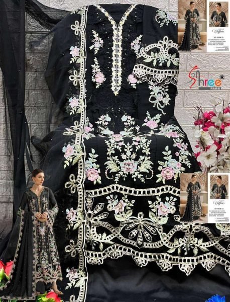 Statement Black Ethnic Suit Set with Luxury Embroidery and Dupatta Pakistani Suits Wholesale
