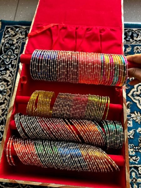 Stone Glass Bangles with Diamond Shine Storage Box Collection 