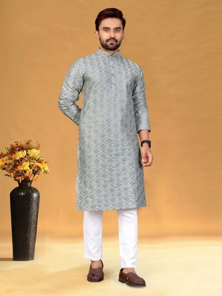 Straight Mens Pure Silk Kurta Pajama Kurta Pajama Wholesale