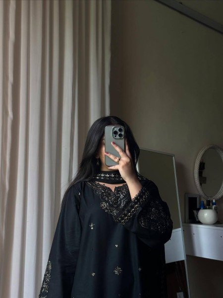 Stunning Black Roman Silk Kurti Palazzo Set with Embroidered Dupatta For Party Wear Ready To Wear Collection
