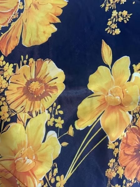 Stunning Black Yellow Flower Printed Linen Midi Dress with Scoop Neck Design Western Ladies Top Wholesale