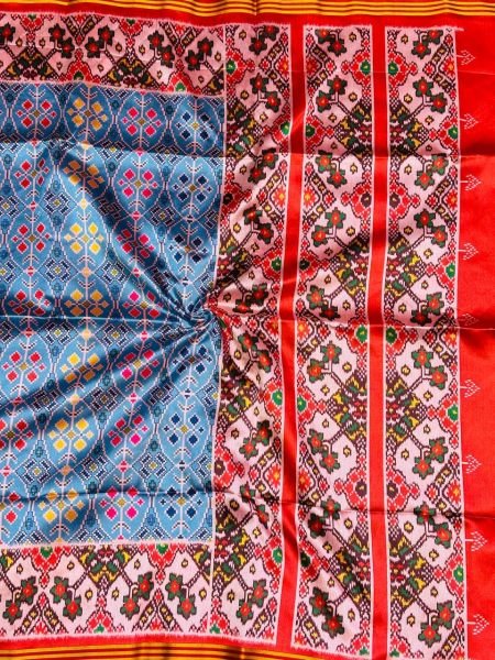 Stunning Blue Designer Soft Pure Patola Silk Saree with Rich Zari Lining Stripe Border at Wholesale Rate Patola Silk Sarees Wholesale