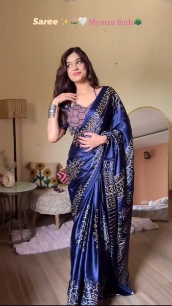Stunning Blue Premium Chinon Silk Digital Print Saree with Piping Work for Festival Silk Sarees Wholesale