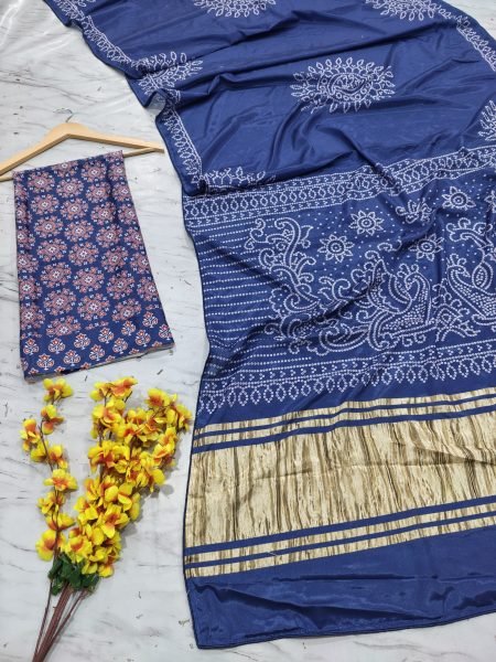 Stunning Blue Premium Chinon Silk Digital Print Saree with Piping Work for Festival Silk Sarees Wholesale