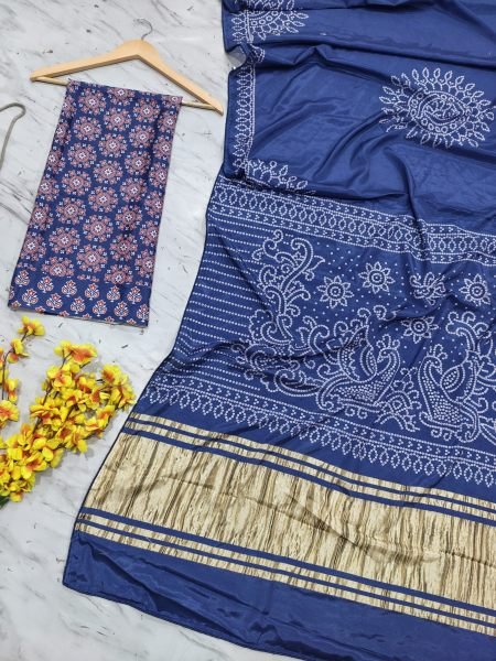 Stunning Blue Premium Chinon Silk Digital Print Saree with Piping Work for Festival Silk Sarees Wholesale