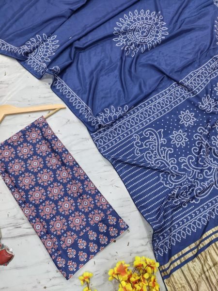 Stunning Blue Premium Chinon Silk Digital Print Saree with Piping Work for Festival Silk Sarees Wholesale