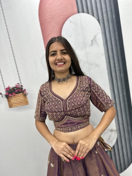 Stunning Brown Reception Wear Lehenga with Intricate Beadwork  Designer Lehenga Choli