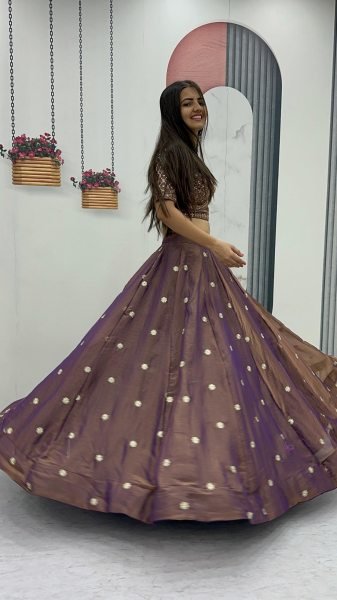 Stunning Brown Reception Wear Lehenga with Intricate Beadwork  Designer Lehenga Choli