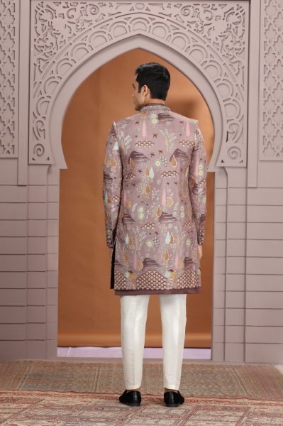 Stunning Brown Wedding Special Art Silk Suit Set with Embroidered Bottom Design Kurta Pajama Wholesale