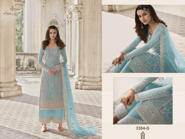 Stunning Sky Blue Butterfly Net Embroidered Salwar Suit with Dupatta at Party Wear  Embroidery Suits Wholesale