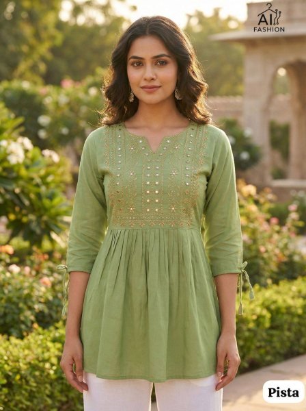 Stunning Comfortable Rayon Kurti with Fancy Sleeve Design For Office Wear Tunics kurti