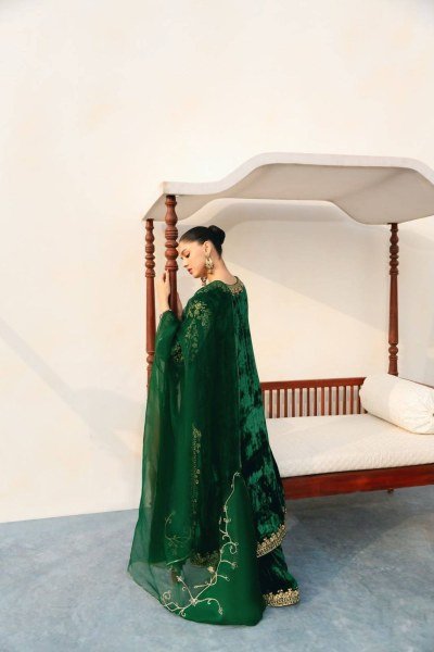 Stunning Dark Green Premium Velvet Kurti Palazzo Set with Georgette Dupatta for Party Ready To Wear Collection
