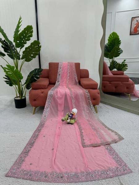 Stunning Faux Georgette Party Wear Saree with Thread  Sequin and Pearl Work for Woman Georgette Sarees Wholesale