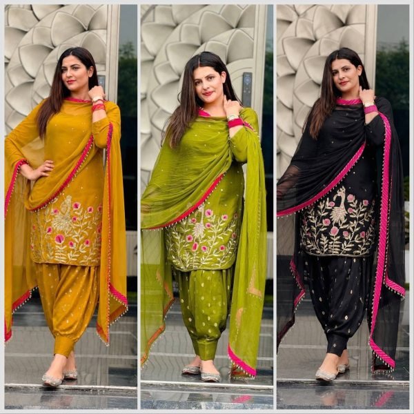 Stunning Festive Patiala Dhoti Outfit with Lace Border Dupatta Ready To Wear Collection