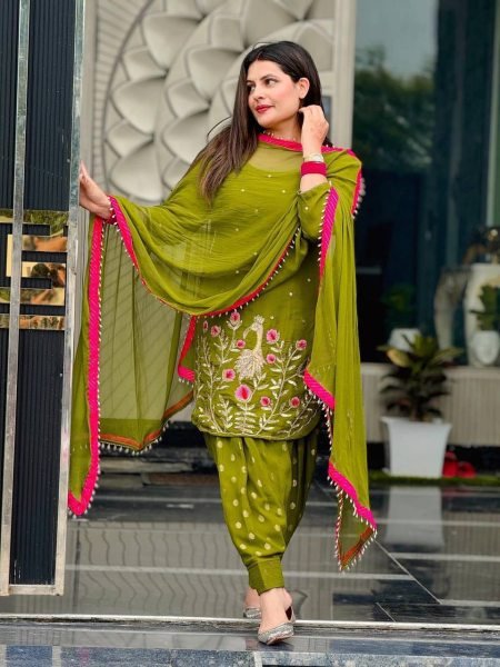 Stunning Festive Patiala Dhoti Outfit with Lace Border Dupatta Ready To Wear Collection