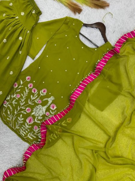 Stunning Festive Patiala Dhoti Outfit with Lace Border Dupatta Ready To Wear Collection