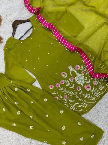 Stunning Festive Patiala Dhoti Outfit with Lace Border Dupatta Ready To Wear Collection