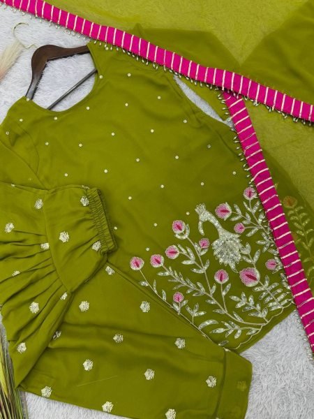 Stunning Festive Patiala Dhoti Outfit with Lace Border Dupatta Ready To Wear Collection