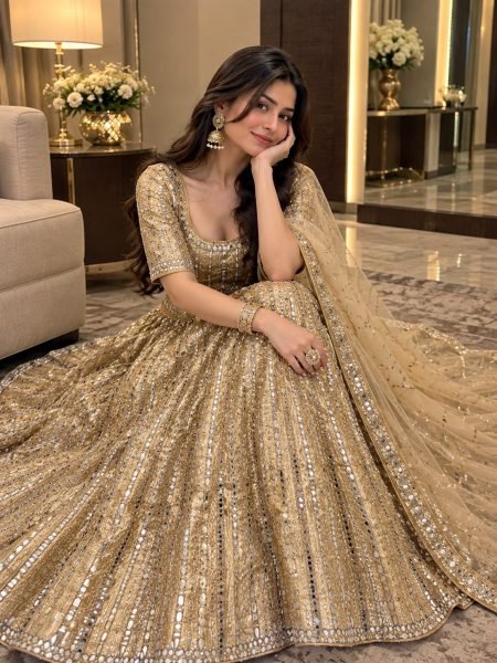 Stunning Golden Satin Silk Lehenga Choli with Heavy Cancan and Sequins at Wholesale Rate Designer Lehenga Choli