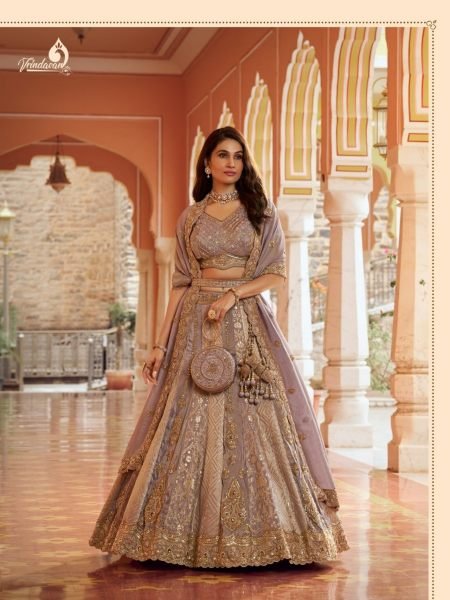 Stunning Lavender Heavy Embroidery Banarasi Silk Bridal Lehenga with Zari Work  Lehenga
