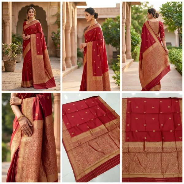 Stunning Maroon Lichi Silk Saree with Traditional Style and Matching Blouse Silk Sarees Wholesale