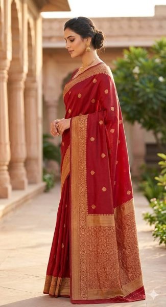 Stunning Maroon Lichi Silk Saree with Traditional Style and Matching Blouse Silk Sarees Wholesale