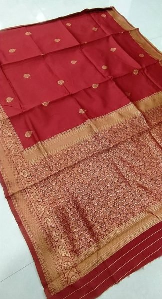 Stunning Maroon Lichi Silk Saree with Traditional Style and Matching Blouse Silk Sarees Wholesale