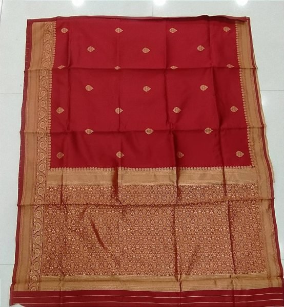 Stunning Maroon Lichi Silk Saree with Traditional Style and Matching Blouse Silk Sarees Wholesale