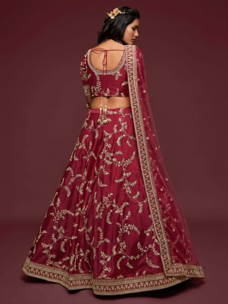 Stunning Maroon Premium Semi Stitched Lehenga Choli Set for Festive Occasion Bridal Lehenga Choli