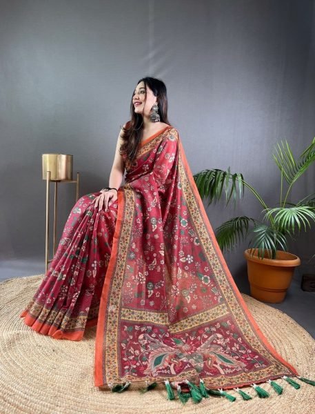 Stunning Maroon Soft Malai Cotton Saree with Rich Pallu For Traditional Look Printed Cotton Sarees Wholesale