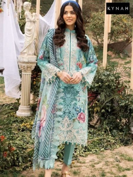 Stunning Mint Green Embroidered Pakistani Lawn Suit with Chiffon Dupatta Salwar Kameez