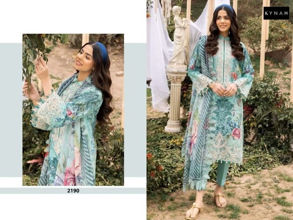 Stunning Mint Green Embroidered Pakistani Lawn Suit with Chiffon Dupatta Pakistani Suits Wholesale