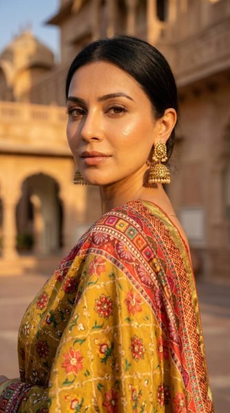 Radiant Multi Roman Silk Ajrakh Print Saree with Mirror Work for Festive Wear Silk Sarees Wholesale