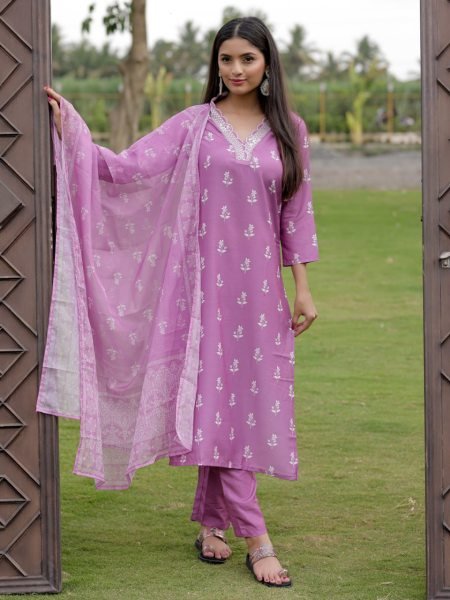 Stunning Onion Pink Fully Stitch Rayon Kurti with Paired Bottom and Dupatta for Reseller   Straight Cut Long Kurtis
