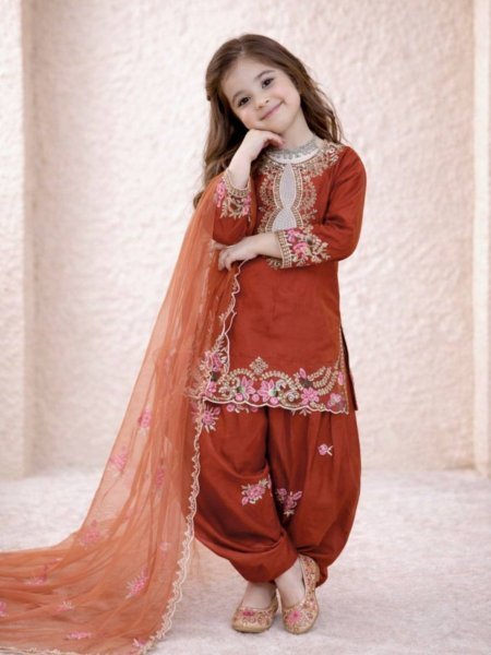 Stunning Orange New Arrival Girls Salwar Suit for Wedding and Festive Wear Kurtis
