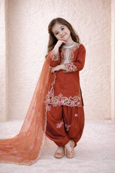 Stunning Orange New Arrival Girls Salwar Suit for Wedding and Festive Wear Girls Wear