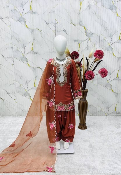 Stunning Orange New Arrival Girls Salwar Suit for Wedding and Festive Wear Girls Wear