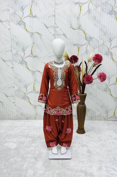 Stunning Orange New Arrival Girls Salwar Suit for Wedding and Festive Wear Girls Wear