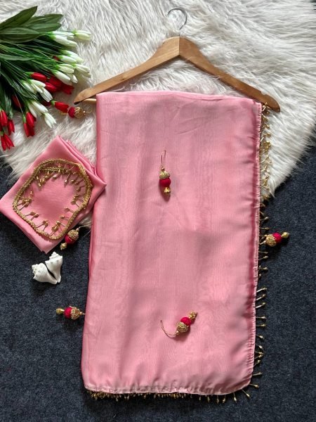 Stunning Peach New Arrival Silk Saree for Ladies Daily Collection Silk Sarees Wholesale