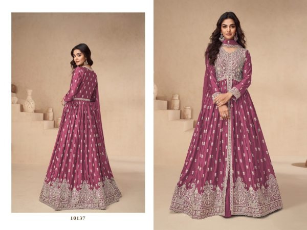Stunning Pink Chinon Silk Anarkali Lehenga Suit with Embroidery & Sequins Work Wedding Wear for Resellers Anarakali Gown Wholesale