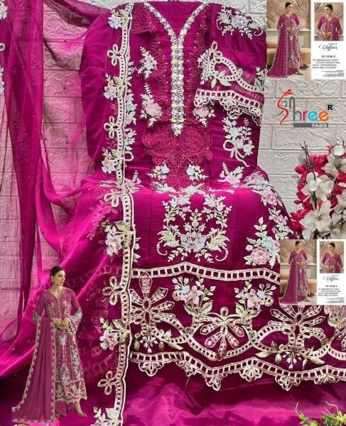 Stunning Pink Kurti Pant Dupatta Set with Heavy Embroidery Work Pakistani Suits Wholesale