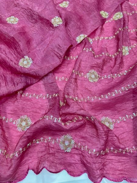 Stunning Pink Latest Fancy Saree with All Over Embroidery Design Designer Wedding Sarees Wholesale