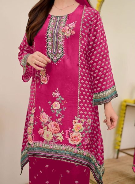 Stunning Pink Soft Maslin Co-Ord Set with Digital Print for MInimal Look CO ORD Sets