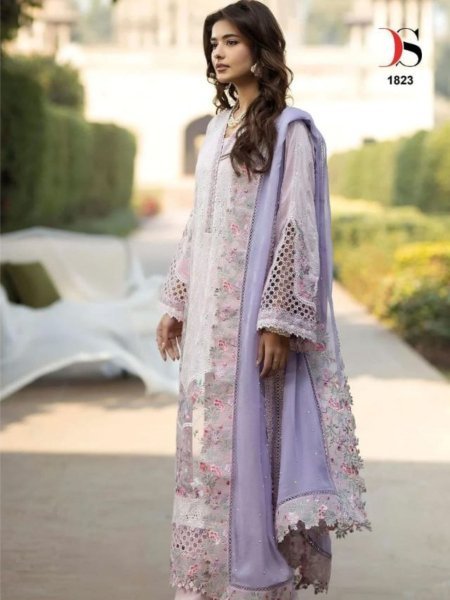 Stunning Purple Pure Cotton Suit Set with Self Embroidery Patches and Kota Dupatta Salwar Kameez
