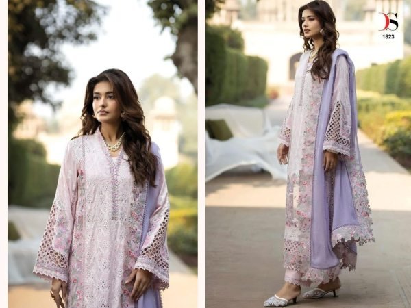 Stunning Purple Pure Cotton Suit Set with Self Embroidery Patches and Kota Dupatta Pakistani Suits Wholesale