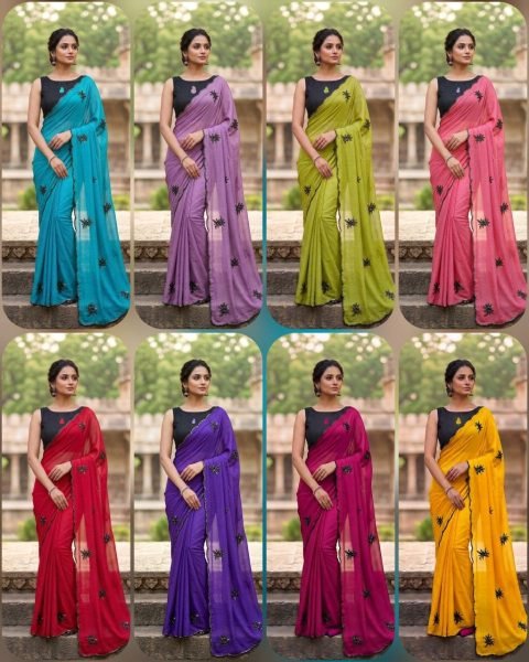 Stunning Rani Pink Best Selling Floral Embroidery Saree for Women Silk Sarees Wholesale
