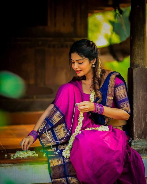 Stunning Rani Pink Kanjivaram Silk Half Saree with Banarasi Silk Zari Weaving  Half Saree Lehenga